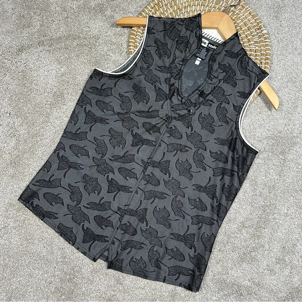 Jamie Sadock Women’s Golf Sleeveless Top Shirt High Neck Collar Printed Size M